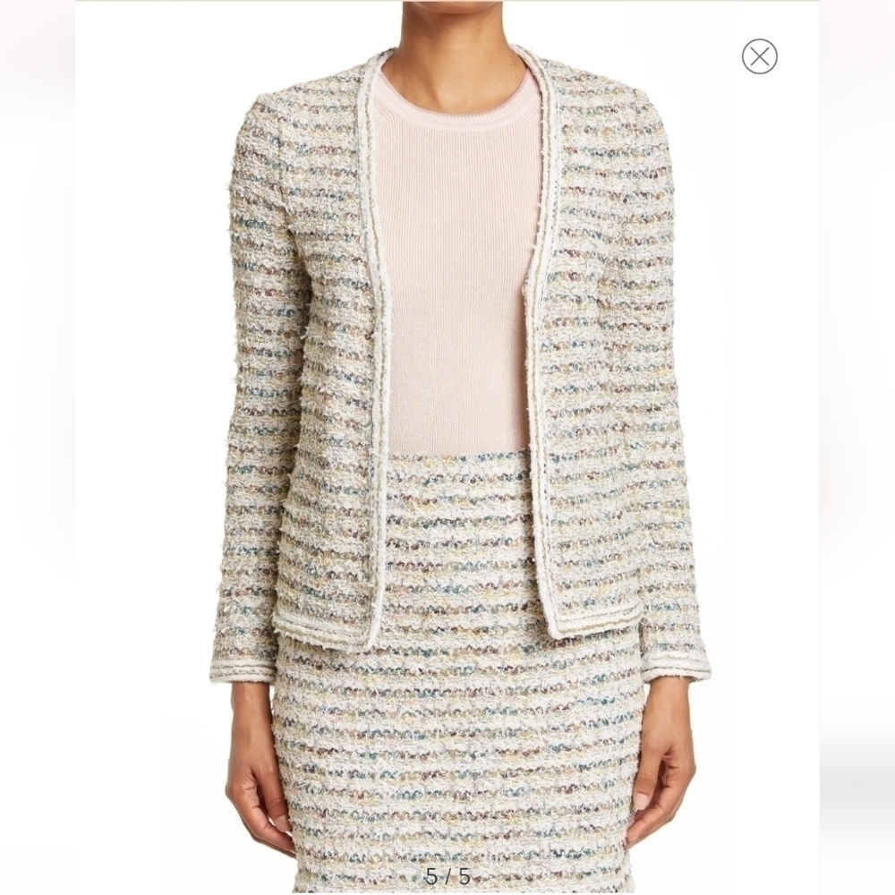 St. John Collection Soft Paper Eyelash Tweed Knit Jacket size 4 - Picture 5 of 9